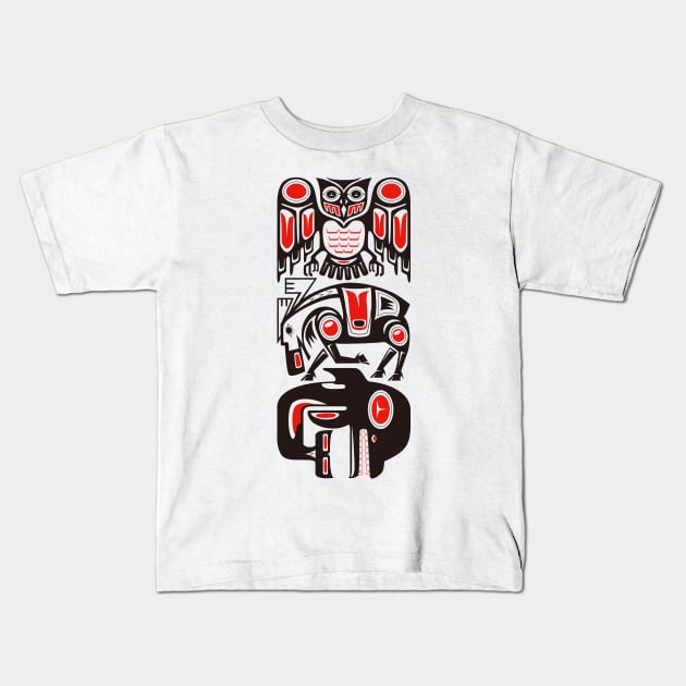 Haida tribal three animals Kids T-Shirt by TurkeysDesign